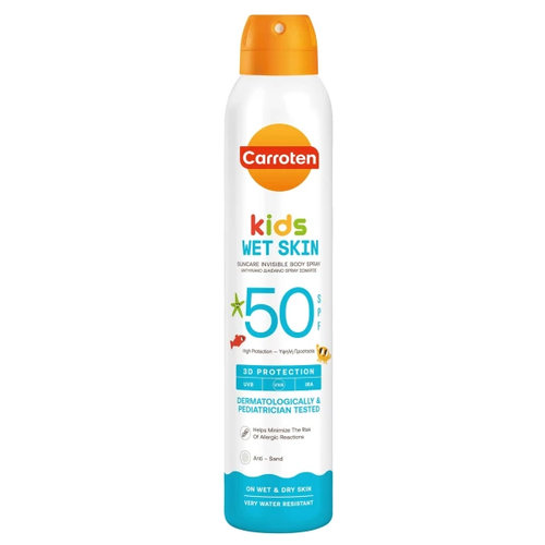 Kids Wet Skin Spf50 Διάφανο Παιδικό Αντηλιακό Σώματος Σε Spray 200ml