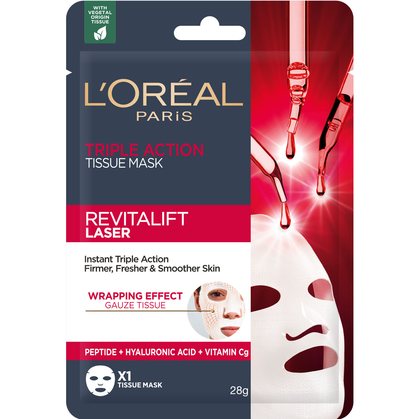 L''OREAL PARIS Revitalift Laser Υφασμάτινη Μάσκα Προσώπου 28gr