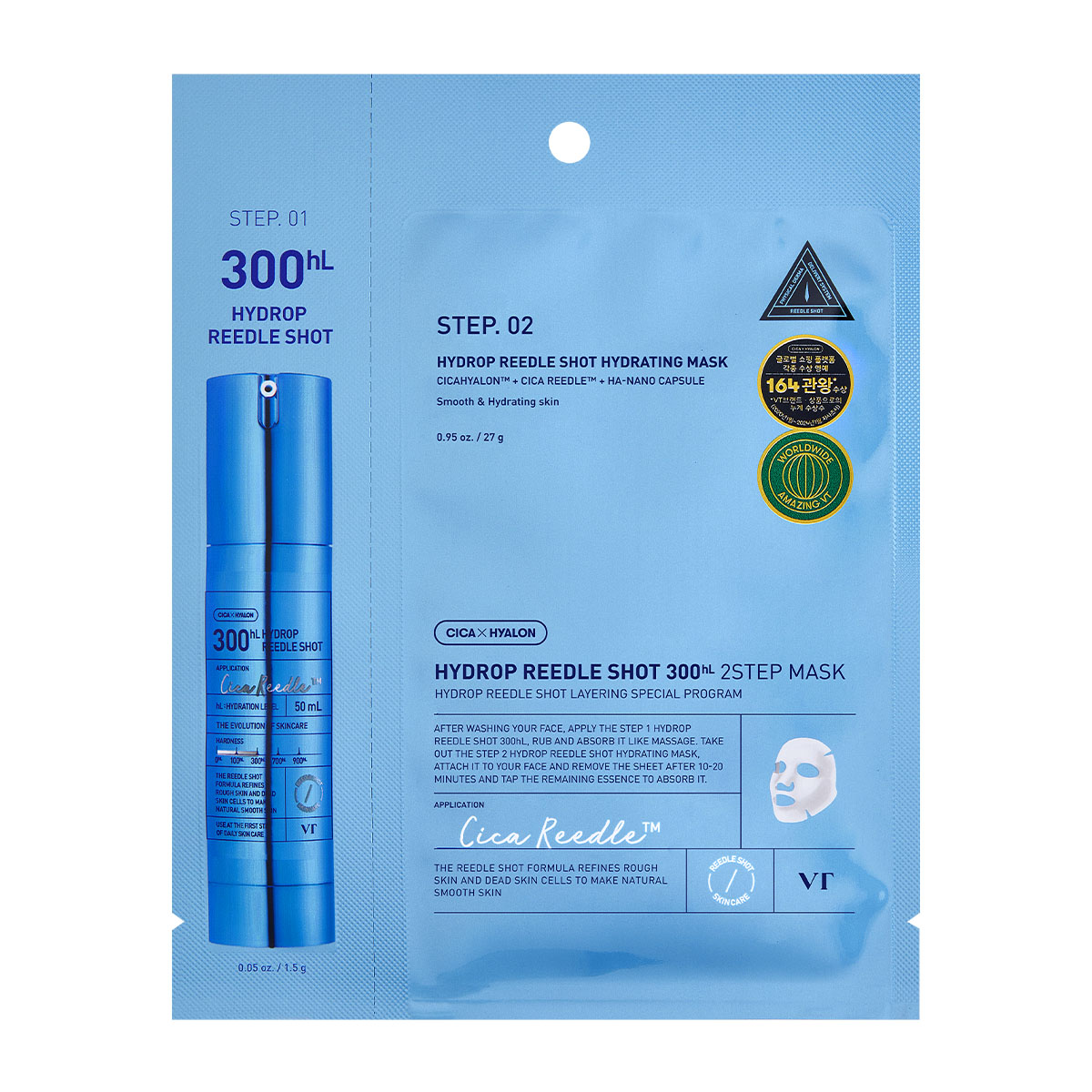 VT COSMETICS Hydrop Reedle Shot 300hL 2-Step Mask 1,5gr + 27gr