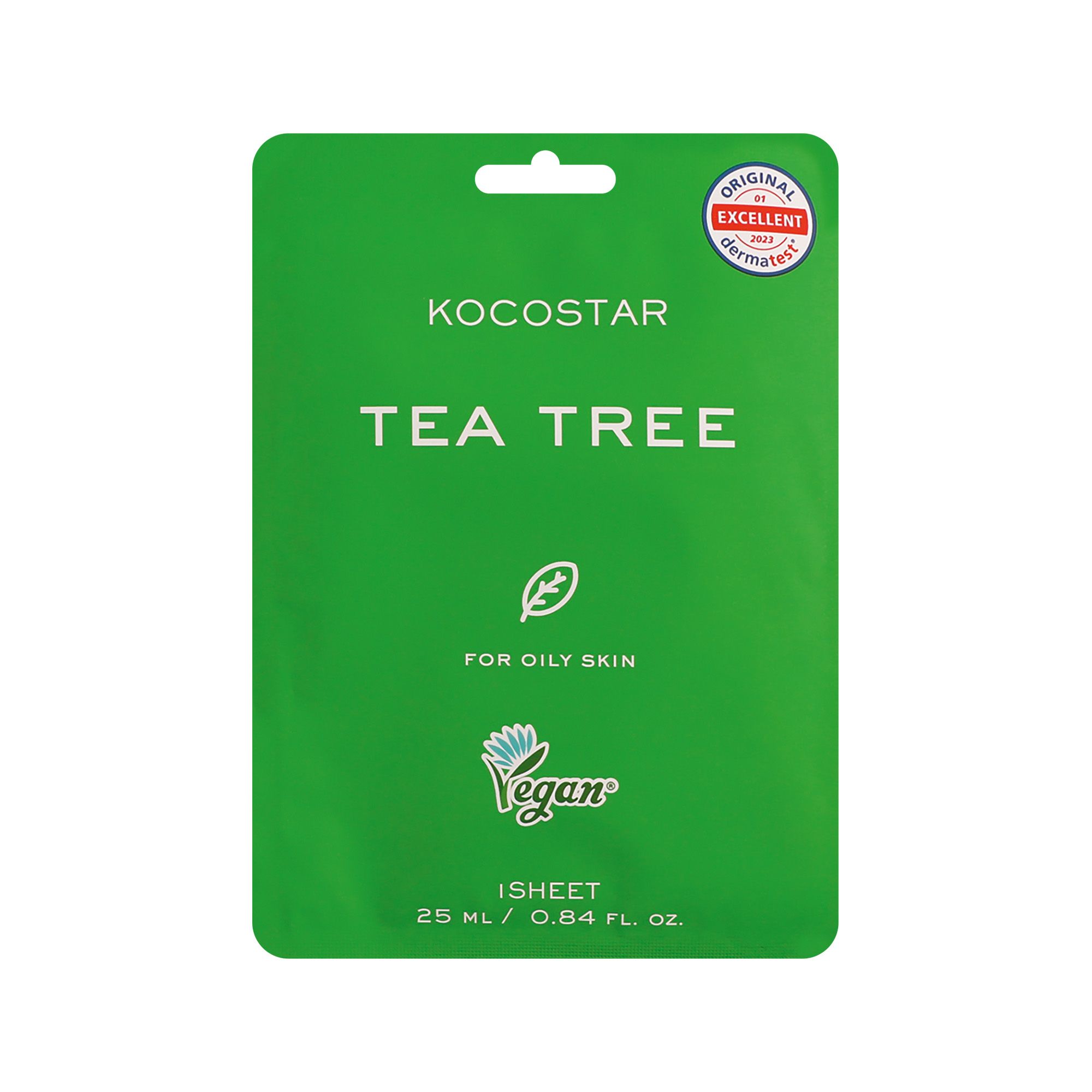 KOCOSTAR Tea Tree Sheet Mask Εμποτισμένη Μάσκα Προσώπου για Τόνωση 25ml