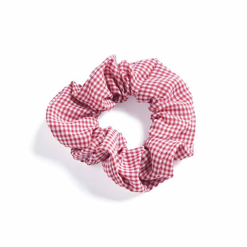 Υφασμάτινο Scrunchie Μαλλιών Καρό Κόκκινο & Άσπρο