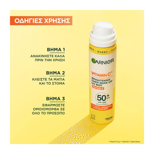 Vitamin C Overmakeup Mist Προσώπου Για Λάμψη & Ενυδάτωση Με Αντηλιακή Προστασία SPF50+ 75ml